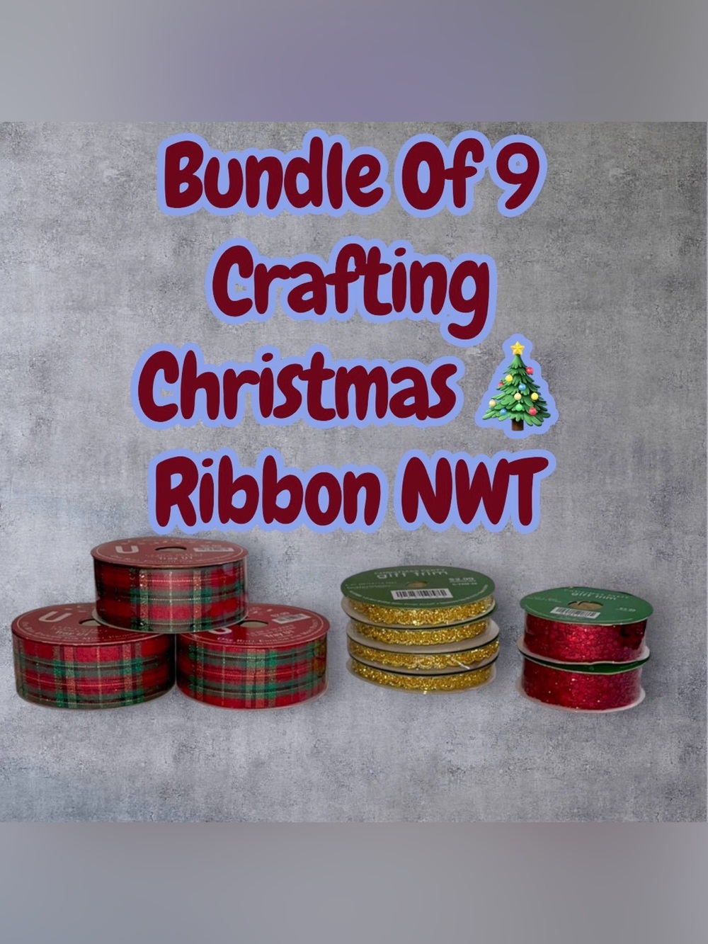 Bundle Set Of 9 Christmas 🎅🏻 Ribbon NWT